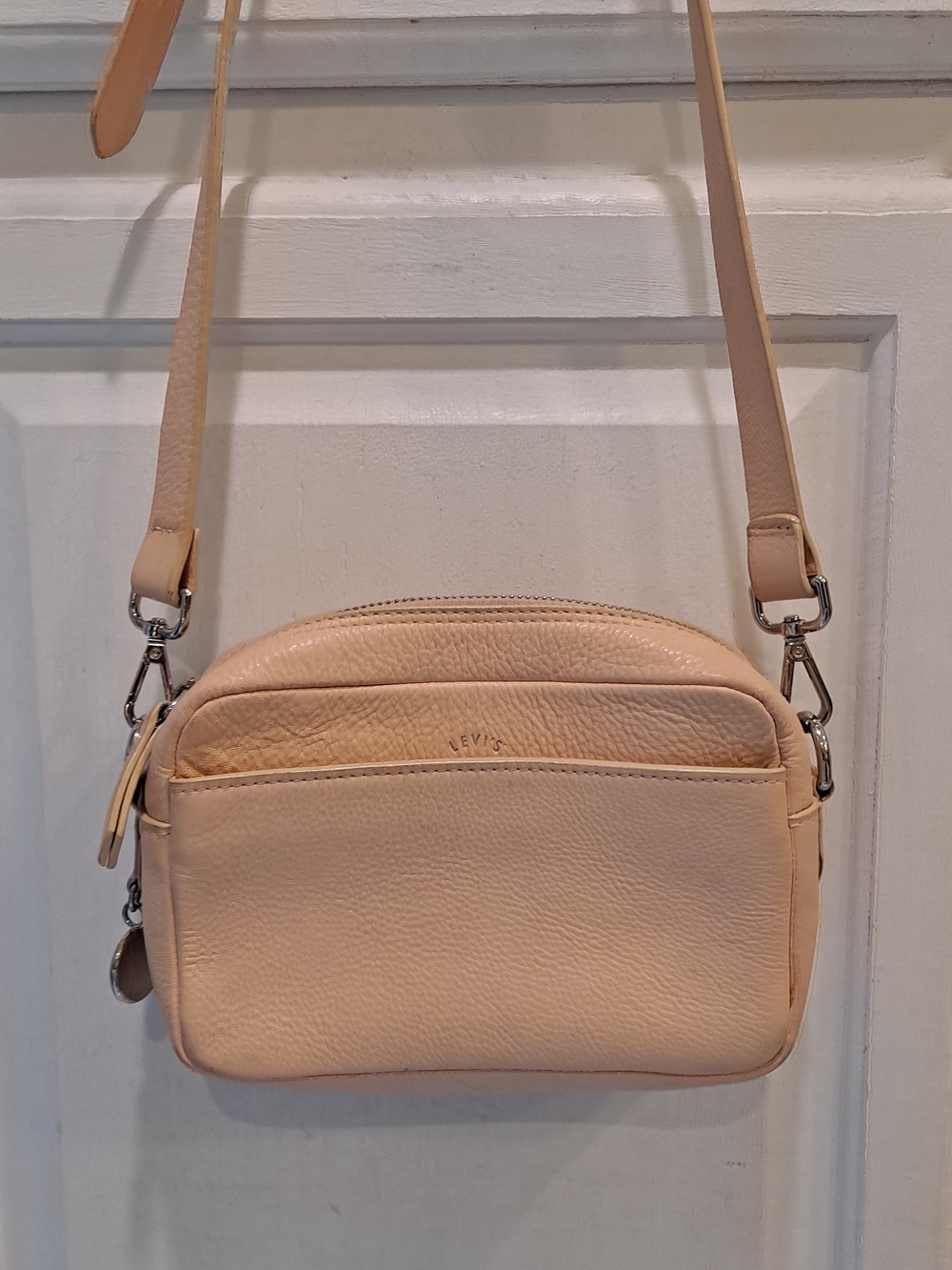Levi's Diana Camera-style Blush Pink/Peach Pebbled Leather Compact Crossbody Bag